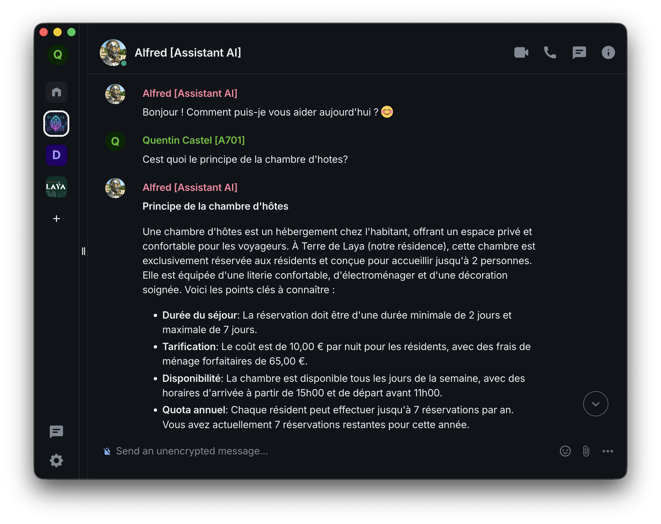 Alfred conversational UI inside resident portal